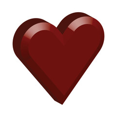 A shiny red heart with a 3d effect isolated on white background
