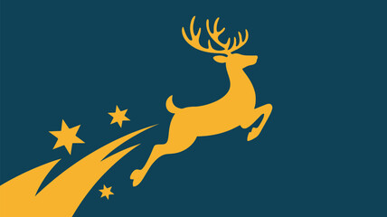 Fototapeta premium Magical reindeer soaring through the night sky leaving a trail of stardust, perfect for enchanting holiday designs and festive celebrations