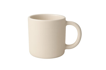 Beige ceramic coffee mug with blank space