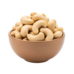 Bowl of Cashew Nuts Isolated on White or Transparent Background
