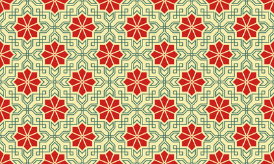 Elegant traditional Arabic seamless pattern with ornate geometric floral motifs