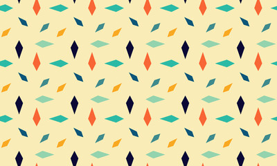 Abstract geometric seamless pattern featuring colorful retro diamond shapes on a light background for wallpaper