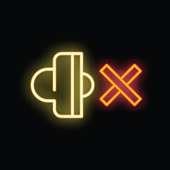 Neon sign showing a credit card being declined with a red cross, suggesting a payment problem, on a black background