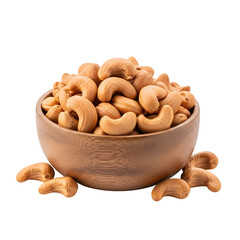 Bowl of Cashew Nuts Isolated on White or Transparent Background