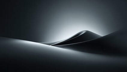 Abstract dark metallic curves with soft light highlighting form