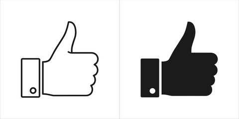 Two thumbs up icons, one outlined and one solid black