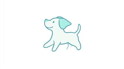 Obraz premium Cartoon light blue dog walking on a white background. Use children, art