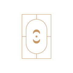 Mystical esoteric rectangle with celestial circles symbolizing gateways to higher consciousness and balance.