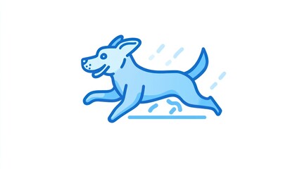 Happy blue dog running outdoors; playful pet; website or app icon