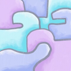 Abstract geometric shapes background watercolor painting in pastel colors