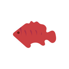 Red reef fish icon. Bright red reef fish vector, perfect for coral reef, seafood, and vibrant tropical designs.