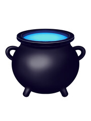 Magic Witch Cauldron with Blue Potion Illustration