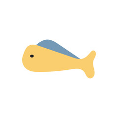 Yellow minimal fish icon. Simple yellow flat fish vector, ideal for kids, icons, seafood, and playful marine designs.