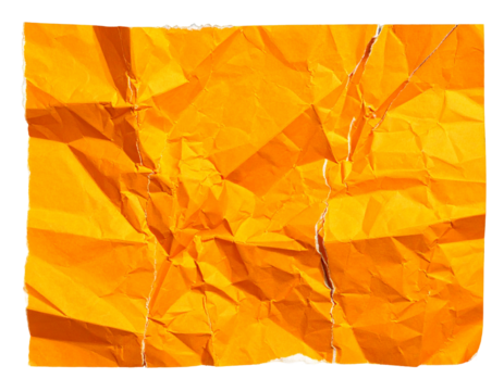 Bright Orange Crumpled Paper Sheet Isolated On Transparent Layer - Powered by Adobe