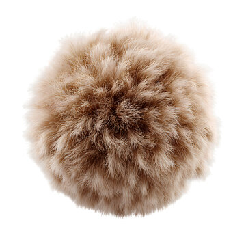 Brown Stylish fluffy ball of fur isolated on transparent background