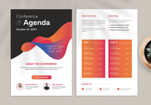 Professional Conference Agenda Event Schedule Flyer Template
