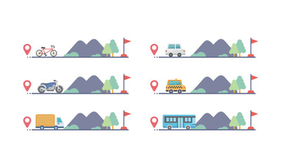 山々と乗り物　移動ルート