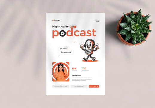 Modern Live Podcast Event Show Flyer Template