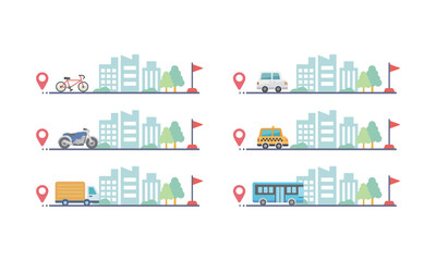 都市と乗り物　移動ルート