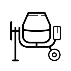 Concrete mixer machine-  line vector icon