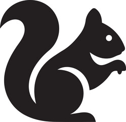 Obraz premium Squirrel with bushy tail silhouette, Woodland creature vector black design