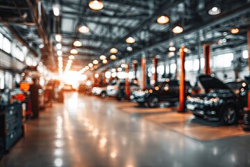 Well-lit garage with cars on lifts, ready for repair