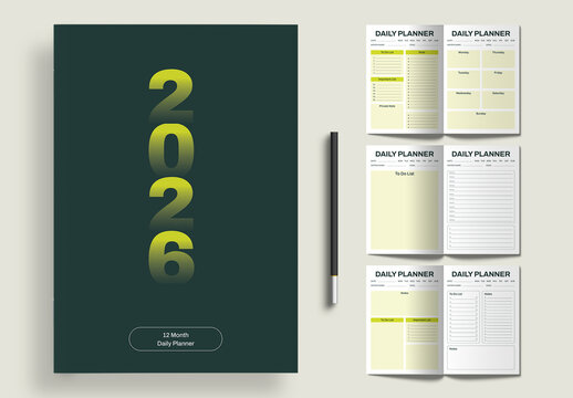 2026 Modern 12-Month Daily Planner Template