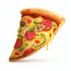 Pizza Slice in Realistic Watercolor Style
