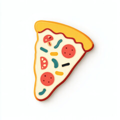 Pizza Slice in Realistic Watercolor Style