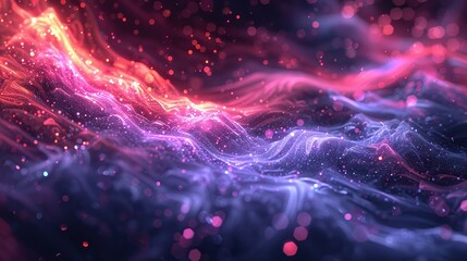 Futuristic Technology-Inspired Abstract Background with Network Grid and Glowing Motion Lines