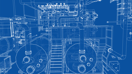 Industrial Blueprint Design. Vector