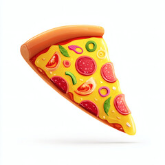 Pizza Slice in Realistic Watercolor Style