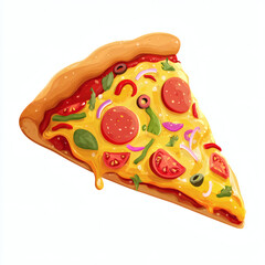Pizza Slice in Realistic Watercolor Style