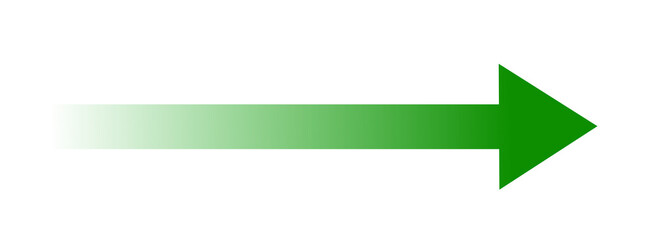 Green gradient right pointing arrow fading