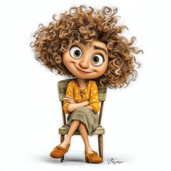 Girl Sitting on Chair &ndash; Whimsical Illustration