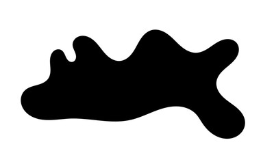 Black abstract blob shape isolated on transparent background for liquid splash ink stain and modern graphic design