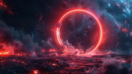 Obraz premium Digital Abstract Futuristic Scene with Dynamic Holographic Data Interface Display