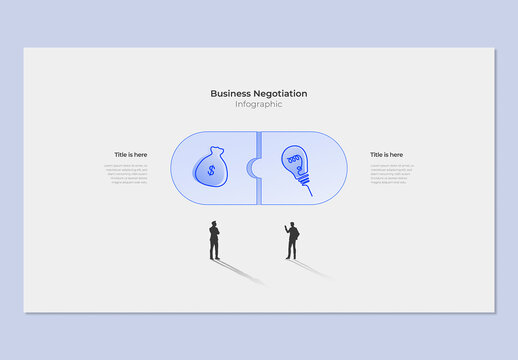Minimal Business Negotiation Infographic Presentation with Blue Illustration