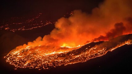 A large fire burning in the nighttime sky with stars and moon visible