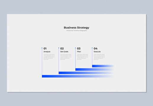 Horizontal Business Strategy Timeline Infographic Template with 4 Steps