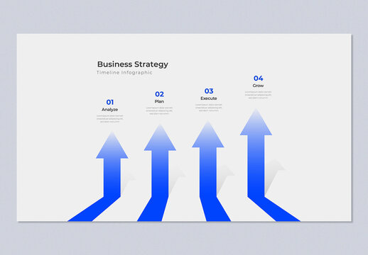 4 Step Business Growth Arrow Infographic Template with Blue Accents