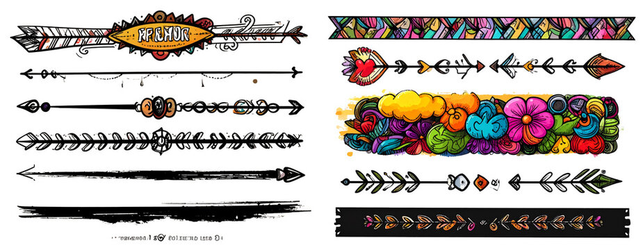 Sat of   Modern Doodle Art Set – Whimsical Scribbles and Freehand Shapes Transparent PNG