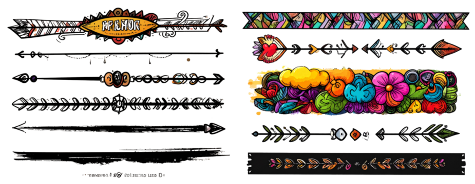 Sat of   Modern Doodle Art Set – Whimsical Scribbles and Freehand Shapes Transparent PNG
