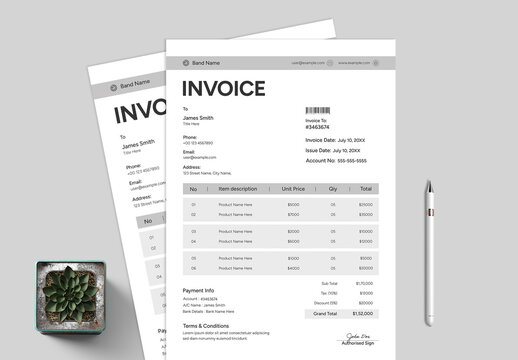 Minimalist Business Invoice Template for Sales Billing Receipt