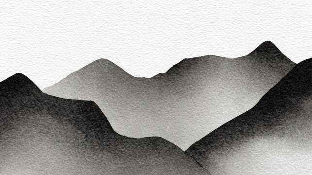 Monochromatic mountain range illustration.
