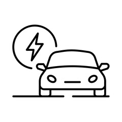 Car with lightning symbolizing electric car or energy efficiency.