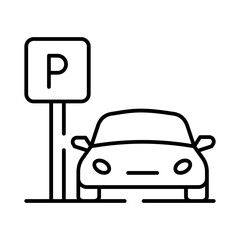 Car parked near sign symbolizing parking area or parking lot.