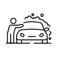 Person washing car symbolizing car cleaning or auto detailing.