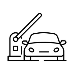 Car near barrier symbolizing parking gate or entrance checkpoint.