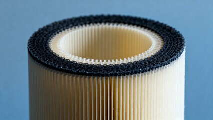 Pleated cylindrical filter cartridge close-up, water purification membrane